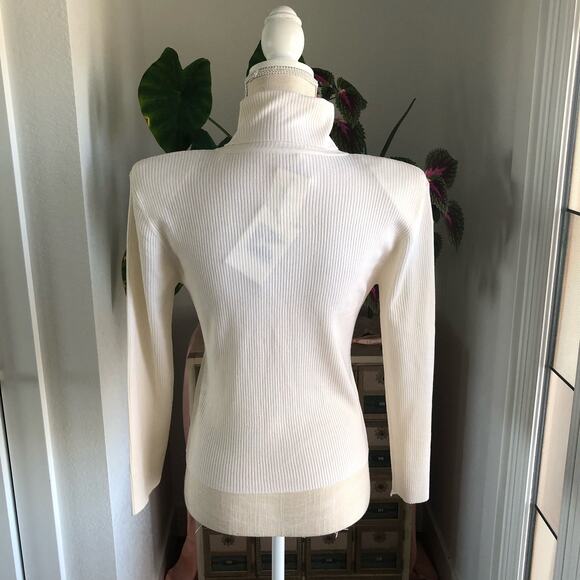 A.L.C. Addison Ribbed Wool Blend Cream turtleneck - L - Picture 3 of 6